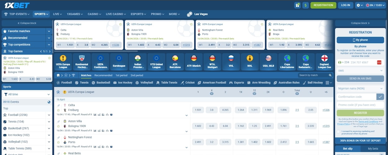 1xBet sports betting Nigeria