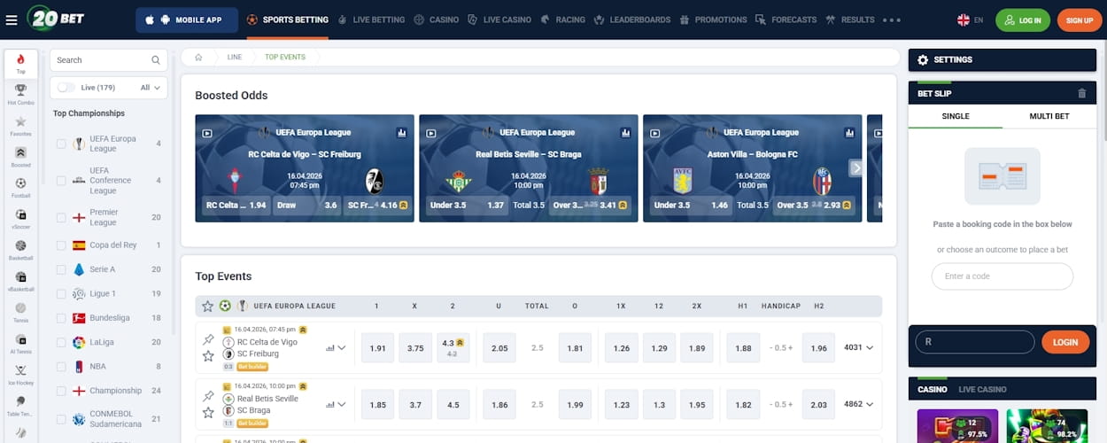 20Bet sports betting Nigeria