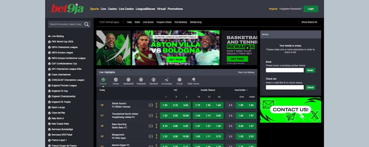 Bet9ja sports betting Nigeria