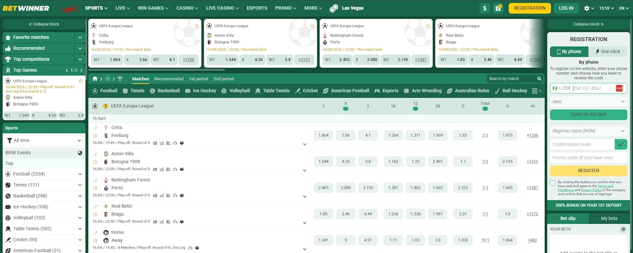 Betwinner sports betting Nigeria