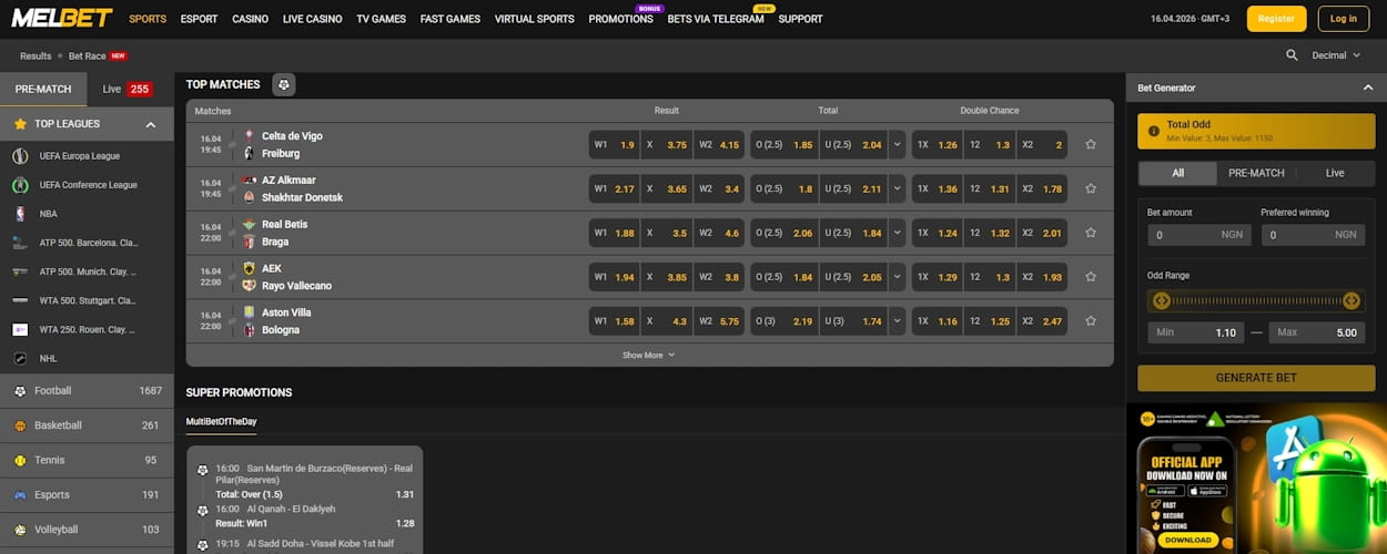 Melbet sports betting Nigeria